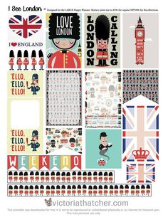 the london collage is made up of many different images and words, including british symbols