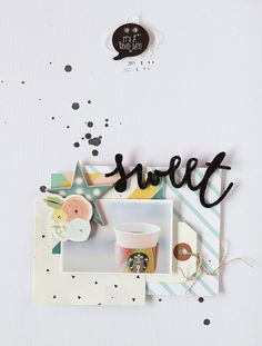 the word sweet is displayed on top of a card