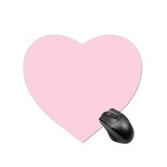 a pink heart shaped paper with a computer mouse on it's side, against a white background