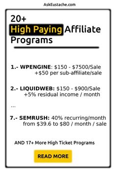 a flyer for the high paying affiliate program