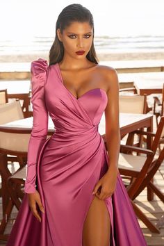 Side Split Prom Dress, Cheap Prom Dresses Online, Robes Glamour, Split Prom Dresses, Prom Dresses 2023, Pink Evening Dress, Long Sleeve Prom, فستان سهرة, Women Long Sleeve Dress