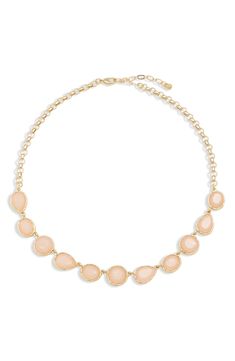 Asymmetric settings give organic-inspired shape to this stackable frontal necklace. 16" length; 2 1/2" extender Recycled metal/acrylic Imported Pink Indian Jewelry, Blush Necklace, Blush And Gold, Recycled Metal, Indian Jewelry, Summer Collection, Blush Pink, Blush, Nordstrom