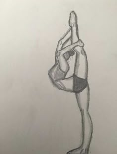 a pencil drawing of a person doing a handstand on one leg and another hand in the other