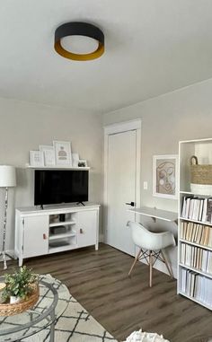 a living room filled with furniture and a flat screen tv