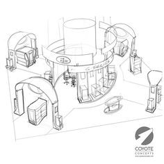 an architectural drawing of a round table and chairs