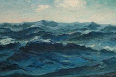 an oil painting of waves in the ocean