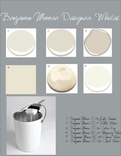 white paint colors for the kitchen and dining room, including beiges, creams, and neutrals