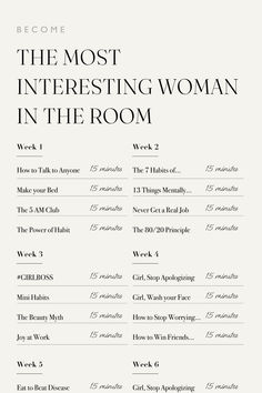 The Most Interesting Woman In The Room, 80 20 Principle, Mini Habits, Am Club, Get My Life Together, In The Room, Self Care Activities, Self Improvement Tips, Journal Prompts