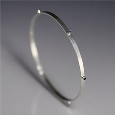 1 Stone on Shank Bangle (Sapphire) Silver Sapphire Bangle Jewelry, Silver Sapphire Bangle Bracelet, Silver Sapphire Bangle, Sapphire Stones, Family Rings, The Bangles, Mother Rings, Wide Rings, Stone Setting