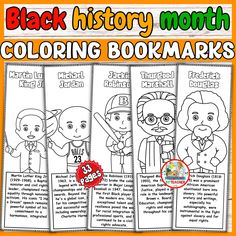 black history month coloring bookmarks for children with pictures of people and text on them