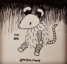 a drawing of a small animal in the rain with words on it that say, i'm ok