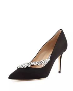 Nadira Jeweled Satin 90mm Pump Manolo Blahnik Nadira, Manolo Blahnik Slingback, Manolo Blahnik Flats, Black Strappy Shoes, Formal Pumps, Manolo Blahnik Pumps, Cycling Shoes Women, 2020 Vision, Manolo Blahnik Heels