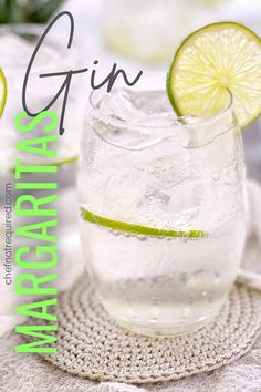 the gin margarita is garnished with lime