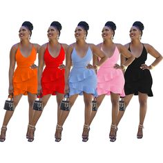 Sexy Solid Color Sleeveless Halter Bandage Backless Ruffles Bodycon Club Party Women Mini Dresses Ruffle Bodycon, Club Parties, Cross Straps, Ruffle Dress, Fashion Sexy, Women's Fashion Dresses, Ruffles, Pink Dress, New Dress