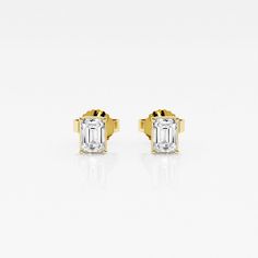 There's nothing more versatile than a pair of classic stud earrings. We love these princess cut lab grown diamond studs for every occasion, be it zoom meetings, brunch with friends or quiet evening dinner with your beau. Pick the size and color best suited to your ears in the color of gold that you fancy. Classic Gold Baguette Cut Diamond Earrings, Classic Formal Baguette Cut Diamond Earrings, Classic Gold Emerald Cut Earrings, Classic Emerald Cut Gold Earrings, Yellow Gold Baguette Cut Diamond Earrings For Anniversary, Classic Diamond White Emerald-cut Earrings, Classic Emerald Cut Earrings For Formal Occasions, White Emerald Cut Diamond Earrings, Classic Baguette-cut Diamond Earrings