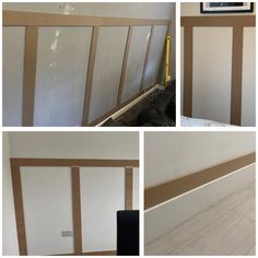 four pictures of different types of sliding doors in various stages of being installed and assembled