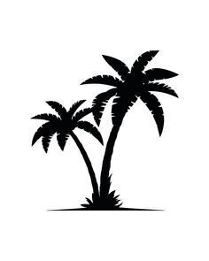 a black and white silhouette of two palm trees