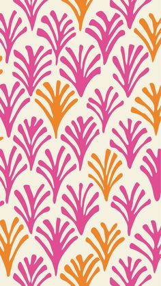 an orange and pink pattern on a white background