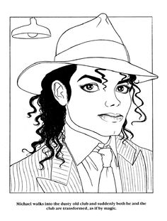 michael jackson coloring page with quote from the book michael jackson in color and black and white