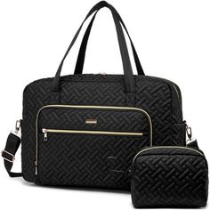 two pieces of black handbag with matching purse