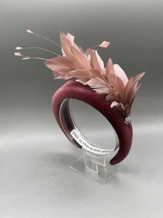 Dusky Pink Feather Padded Headband Fascinator, Races Headpiece, Mother of the Bride Headpiece, Velvet Fascinator Headband Bridal Headpiece - Etsy UK How To Make A Fascinator Headband, Races Headpiece, Luxury Headbands, Mother Of Bride Outfits, Bride Outfits, Headband Bridal