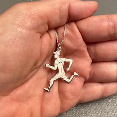 Running Man, Runner Pendant, Runner Charm, Father Day Gift, Triathlete Jewelry, Running Team, Sport Jewelry, Sterling Silver, Gift for Men We make our necklaces from sterling silver or highest grade 18k gold plated The necklace will be sent gift-wrapped and packed in a padded envelope to maintain the product For more necklace from us: https://www.etsy.com/il-en/shop/Limajewelry?ref=listing-shop2-all-items-count&section_id=16285778 Thank you for your interest. Please check out our other items Sport Jewelry, Running Team, Sports Jewelry, Jewish Jewelry, Letter Ring, Initial Ring, Jewelry Sterling Silver, Running Man, Send Gift