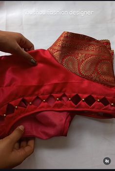 Trendy Neck Designs For Blouse, Simple Red Blouse Designs, Red Blouse Designs Patterns, Open Sleeves Design, Blouse Designs Latest Simple