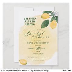 a yellow lemon themed bridal party card