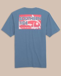 The back view of the Southern Tide Seasonal Tag Short Sleeve T-Shirt by Southern Tide - Coronet Blue Father Son Outfits, Womens Matching Sets, Beach Towel Bag, Boys Swim Trunks, Navy And Khaki, Southern Tide, Boys Swim, Kids Pants, Pullover Jacket