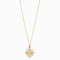 Compass Rose Pendant Necklace Everyday Gold Jewelry, Karat Sizes, Everyday Jewelry Gold, Rose Pendant Necklace, Bologna Italy, Compass Rose, Mens Chain Necklace, Rose Pendant, Solid Gold Jewelry