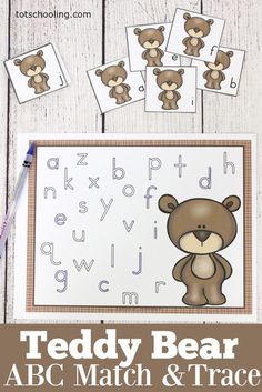 the teddy bear abc match and trace is shown