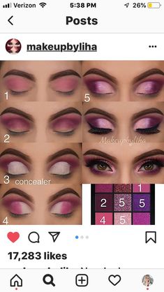 Makeup Ideas For Magenta Dress, Mauve Eyeshadow Looks Step By Step, Pink Eyeshadow Looks Step By Step, Make Up Fucsia, Fucsia Makeup, Matte Make Up, Pink Eyeliner, Makeup Order, Natural Make Up Looks