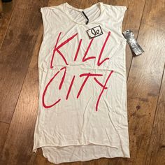 New With Rage Kill Kill City T Shirt Urban Tops For Everyday Summer Wear, Urban Style Logo Print Tops For Summer, Urban Logo Print Summer Top, Urban Style Logo Print Summer Tops, Urban Style Summer Tops With Logo Print, Urban Slogan Tops For Summer, Urban Style Slogan Tops For Summer, Edgy Summer Tops With Graphic Design, Edgy Graphic Tops For Summer