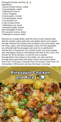 the recipe for pineapple chicken and rice