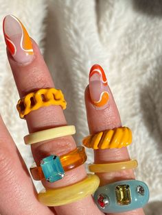 Fimo Ring, Diy Clay Rings, Funky Rings, Indie Jewelry, Daisy Ring, Nail Ring, Nail Jewelry, Dope Jewelry, Diy Rings