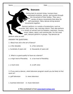 the worksheet for dance is shown in black and white, with an image of a