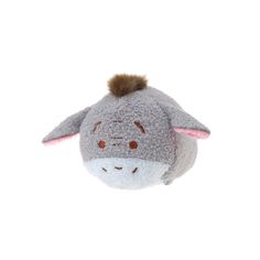 a gray stuffed animal with pink ears