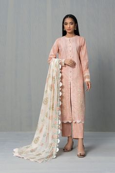 Sapphire U3E DY22V5 3 3 Piece Embroidered Cotton Suit Intermix Collection 2022 Spring Suit With Printed Motifs And Long Sleeves, Spring Cotton Suits With Printed Motifs, Spring Cotton Suit With Printed Motifs, Embroidered Pink Lawn Suit For Spring, Pink Long Sleeve Unstitched Suit For Spring, Spring Unstitched Suit With Chikankari Embroidery, Embroidered Cotton Suits, Pink Dupatta, Cotton Outfit