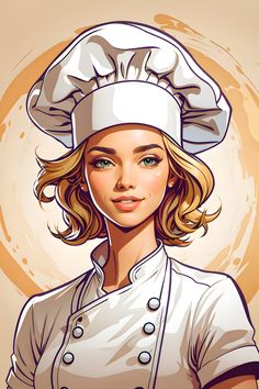 a woman wearing a chef's hat and uniform