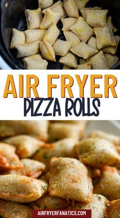 air fryer pizza rolls with text overlay