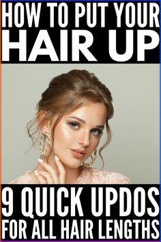 9 Quick Updos for All Hair Lengths | If you're looking for simple ways to put your hair up for short hair, for medium hair, or for long hair, we've got you covered! These lazy day / running late hairstyles are cute and oh so easy! From claw clip hairstyles, to braided updos, to top knots, to space buns, these step by step hair tutorials will teach you how to put your second and third day hair up effortlessly for work, for school, for date night and more! Updo Casual, Running Late Hairstyles, Casual Updo, Easy Updos For Medium Hair, Second Day Hairstyles, Easy Hairstyles For Medium Hair, Easy Hair Updos, Up Dos For Medium Hair, Updos For Medium Length Hair