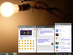 a computer screen with an image of a light bulb on top of it and several other screens below