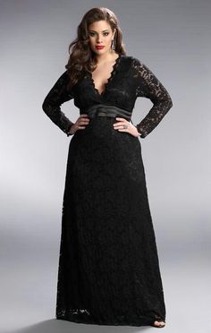 This lovely plus size black lace evening gown has a deep v neck line that can be modified to each individual client with their personal measurements. Elegant V-neck Lace Dress For Gala, Formal V-neck Lace Dress, V-neck Lace Evening Dress, Elegant V-neck Evening Dress With Lace Sleeves, Formal V-neck Evening Dress With Lace Sleeves, Formal Evening Dress With Lace Sleeves And V-neck, Evening V-neck Lace Dress With Lace Sleeves, V-neck Lace Dress With Lace Sleeves For Evening, V-neck Evening Dress With Lace Sleeves