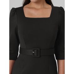 This dress can be a perfect addition to almost any outfit from formal to daily wear, great for work, meetings, offices, businesses, work, parties, cocktails, weddings, casual, daily dressing, etc. Pair with high heels for a vintage office look. Comfortable and versatile, this pencil dress is perfect on its own or as a layer under a blazer. Keep your look professional and stylish in this vintage dress from Hobemty, featuring a square neck, half puff sleeve, with belt and half lined.