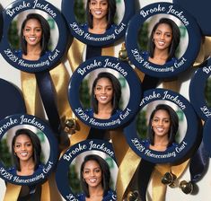 several black women are shown in blue and gold badges with the names of their respective members