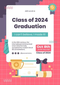 a poster with the words class of 202 graduation and an image of a trophy on it