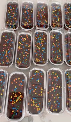 chocolate covered ice cream with sprinkles in plastic containers