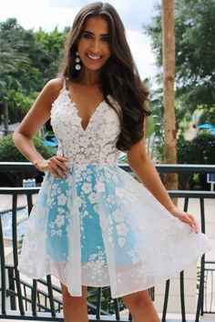 WD0633,A Line V Neck Floral Appliques Homecoming Dress,Short Prom Dresses on Storenvy Dresses School, Wedding Dresses Near Me, School Dance Dresses, Short Party Dresses, Dresses Short Prom, White Homecoming Dresses, Short Homecoming Dresses, Blue Homecoming Dresses, Marine Uniform