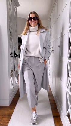 Hm Coat, White Cami, Grey Trousers, Happy Sunday, My Favourite