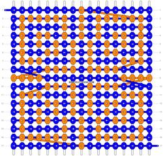 an orange and blue pattern is shown in the shape of a square, with circles on each